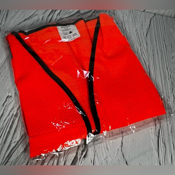 Ticonn Safety Vest Mesh Orange XL High Visibility Multi Pockets Zipper - Picture 2 of 3